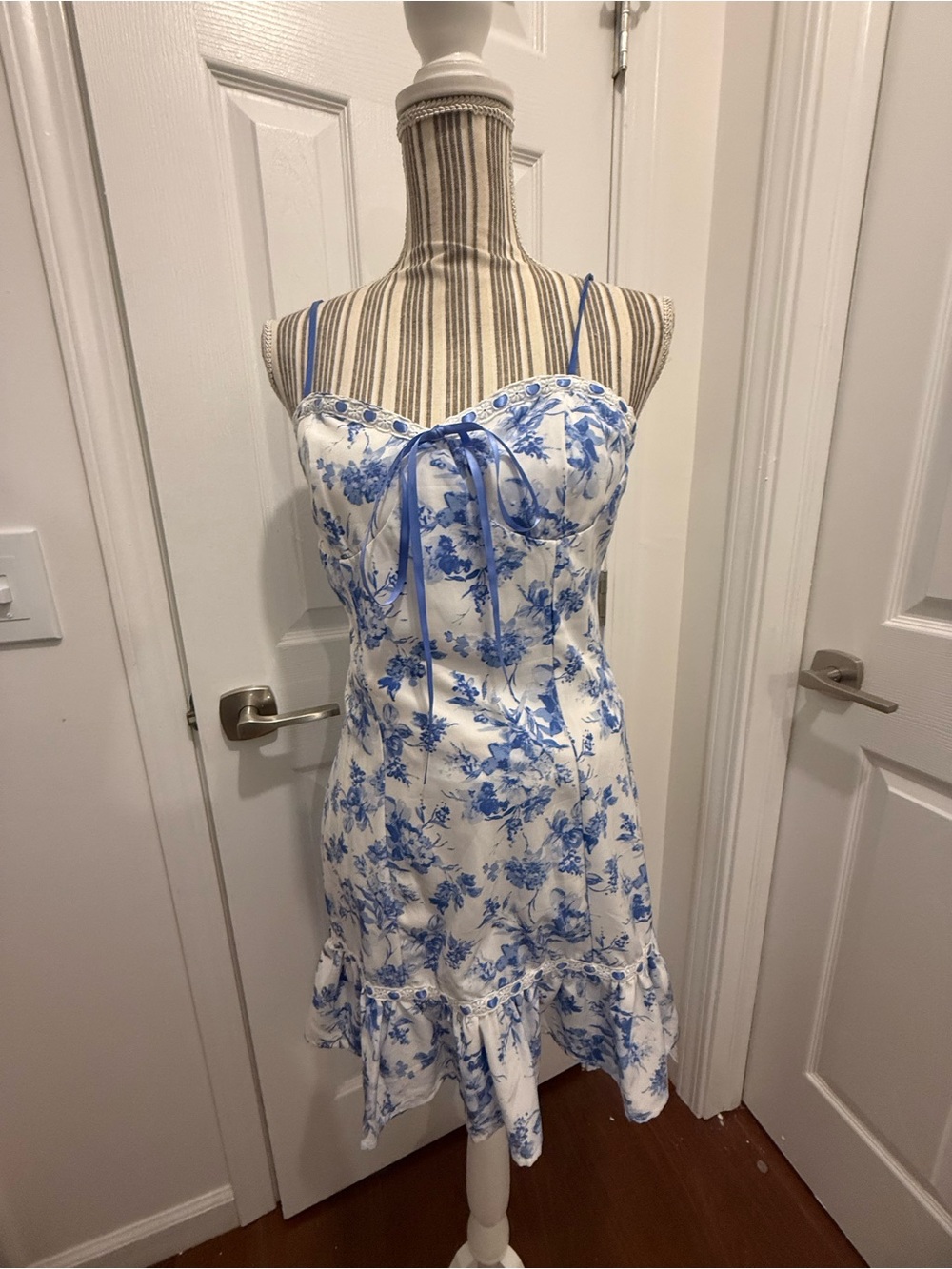 Altar’d State Blue Floral Spaghetti-Strap Sundress